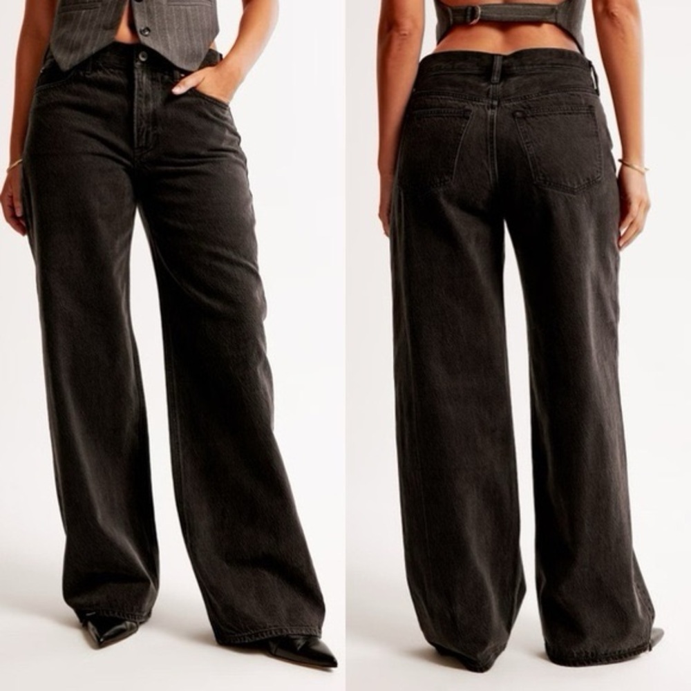 Abercrombie & Fitch Black Wide-Leg Jeans